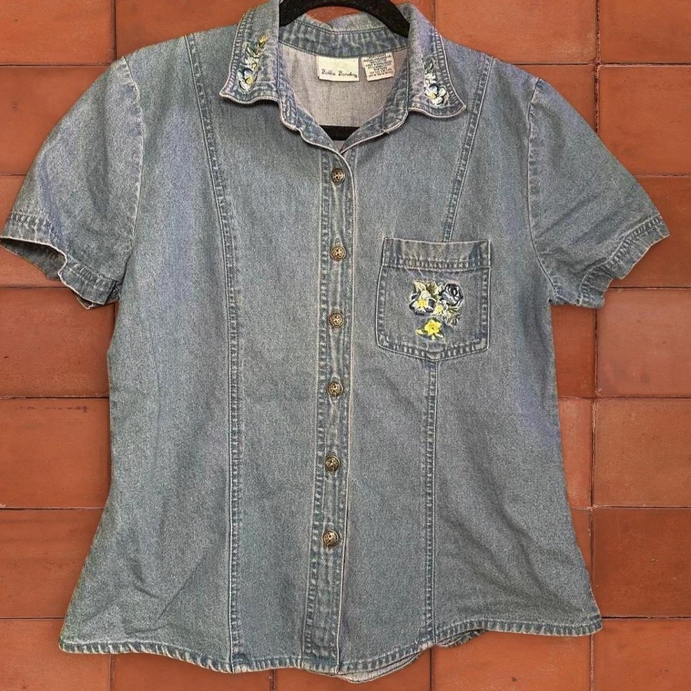 Vintage Bonnie Brooks Denim Embroidered Button Up
